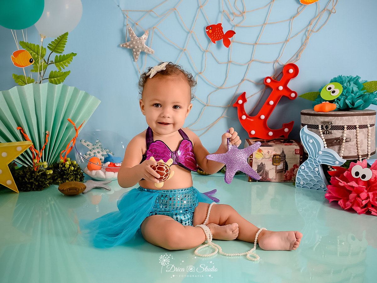 Fundo do mar - cenário - infantil - fotos - fotografia infantil - drica studio - xinguara - Pará - sereia - mamães de plantão - cenário infantil - fotos de crianças - fotos infantis - acompanhamento mensal  