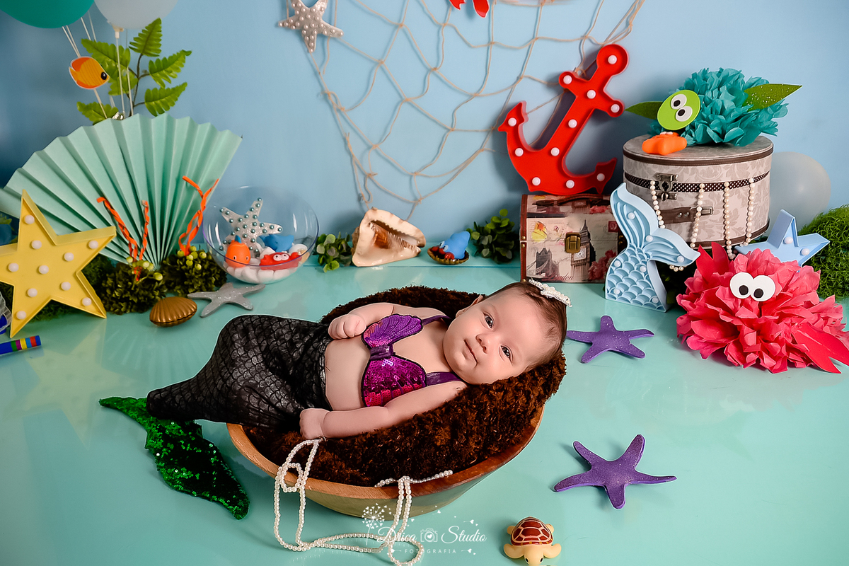 Fundo do mar - cenário - infantil - fotos - fotografia infantil - drica studio - xinguara - Pará - sereia - mamães de plantão - cenário infantil - fotos de crianças - fotos infantis - acompanhamento mensal  
