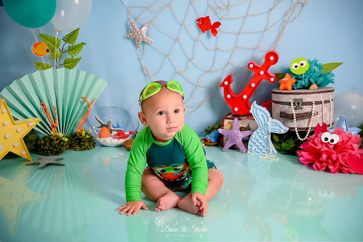 Fundo do mar - cenário - infantil - fotos - fotografia infantil - drica studio - xinguara - Pará - sereia - mamães de plantão - cenário infantil - fotos de crianças - fotos infantis - acompanhamento mensal  