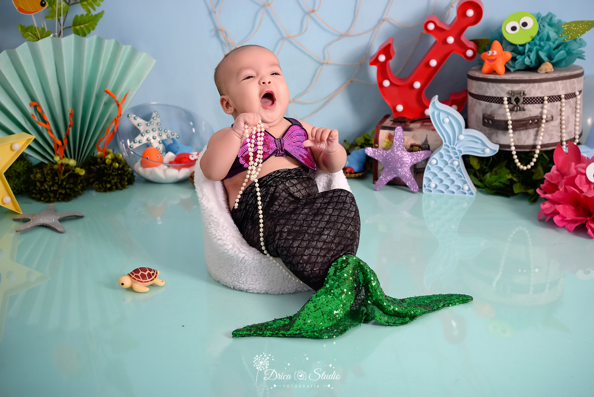 Fundo do mar - cenário - infantil - fotos - fotografia infantil - drica studio - xinguara - Pará - sereia - mamães de plantão - cenário infantil - fotos de crianças - fotos infantis - acompanhamento mensal  