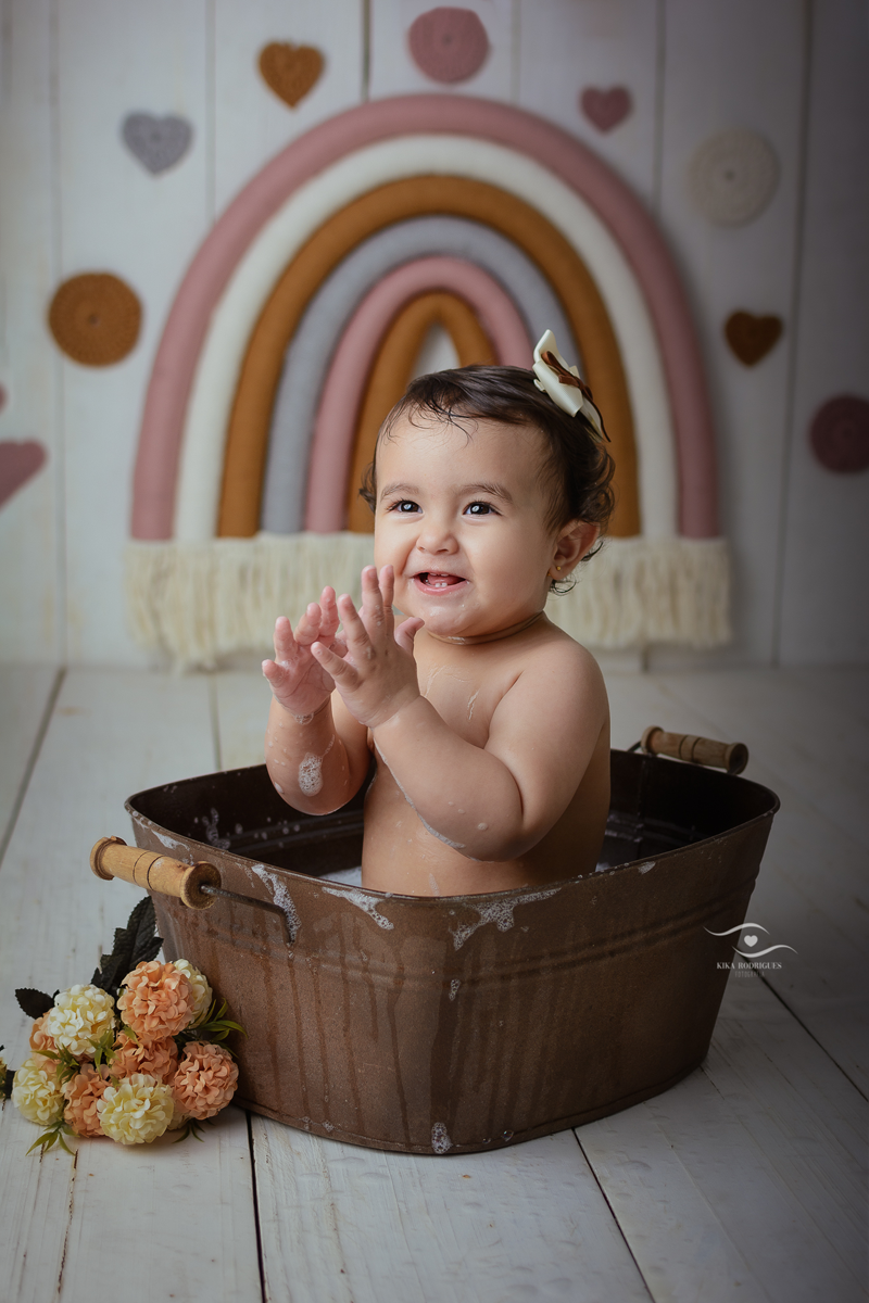 Cake Smash, smash the cake, Boho, Kika Rodrigues, Guarulhos, rainbow, arco-iris, rose, terracota, laranja, crochê, macrame, artesanal, marrom, madeira, luxo, exclusivo