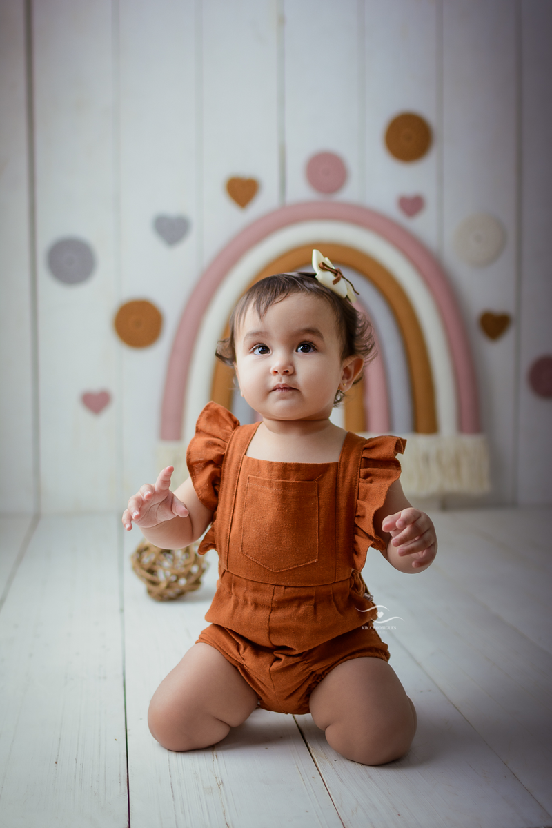 Cake Smash, smash the cake, Boho, Kika Rodrigues, Guarulhos, rainbow, arco-iris, rose, terracota, laranja, crochê, macrame, artesanal, marrom, madeira, luxo, exclusivo