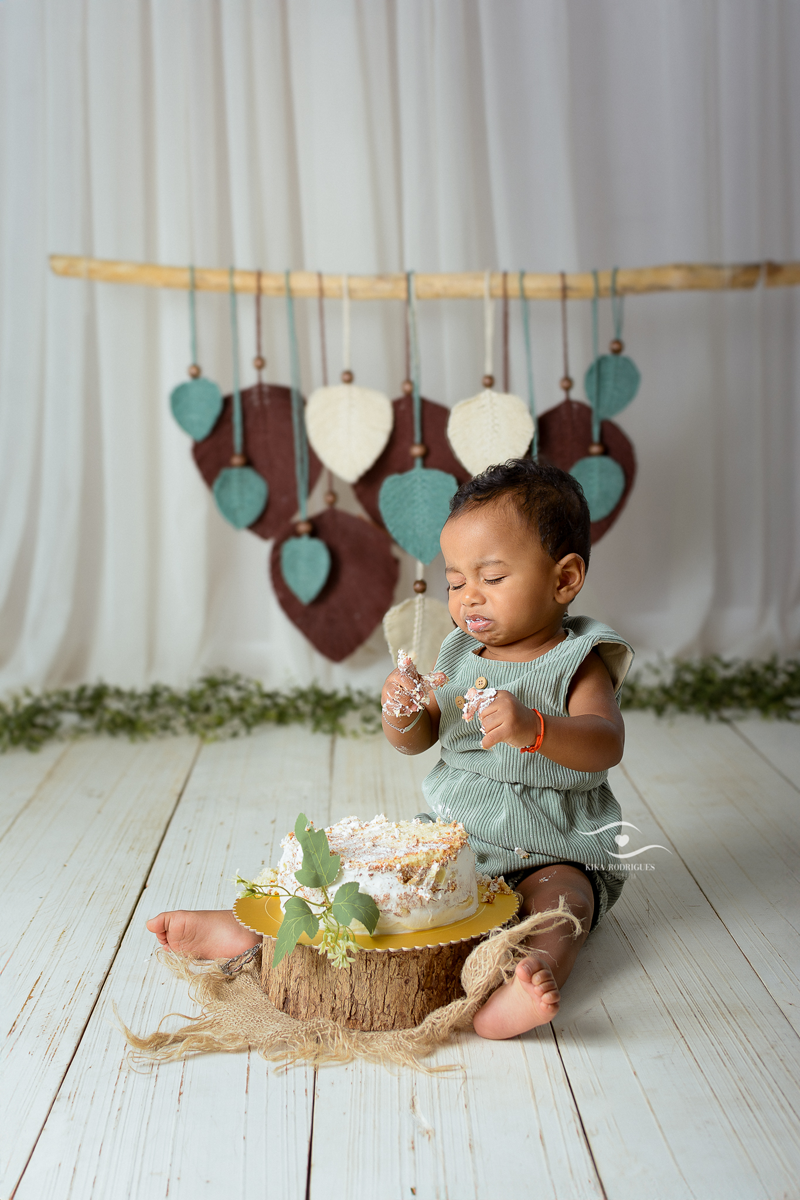 Cake Smash, smash the cake, Boho, Kika Rodrigues, Guarulhos, floral, terracota, verde, folhas, crochê, macrame, artesanal, marrom, madeira, luxo, exclusivo, clean