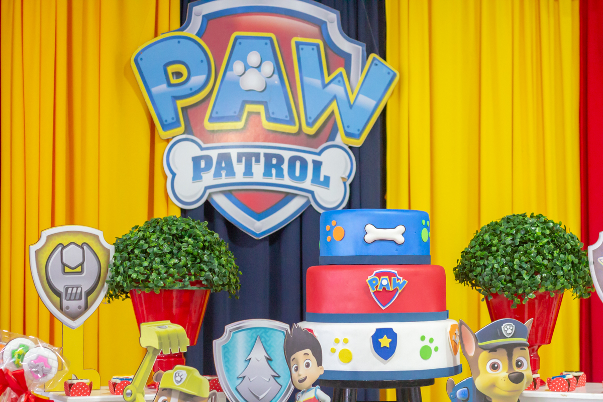 Decoração tema PATRULHA CANINA no click do FOTÓGRAFO de FESTA INFANTIL em SÃO PAULO, SP em uma imagem colorida