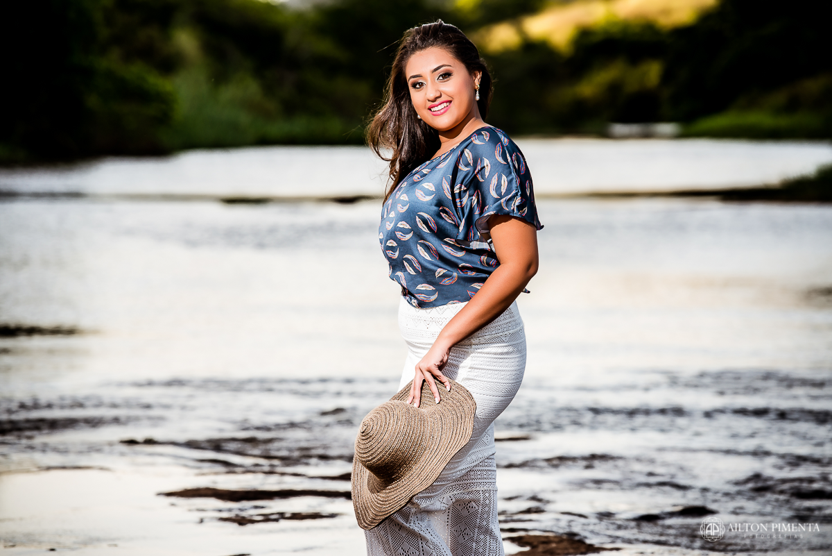 ensaio 15 anos na cachoeira com por do sol