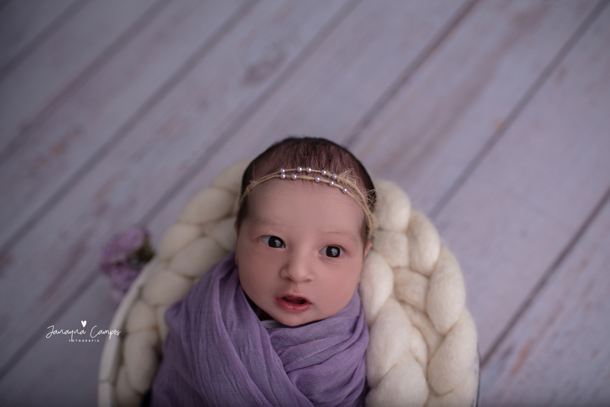 Ensaio newborn menina lilás