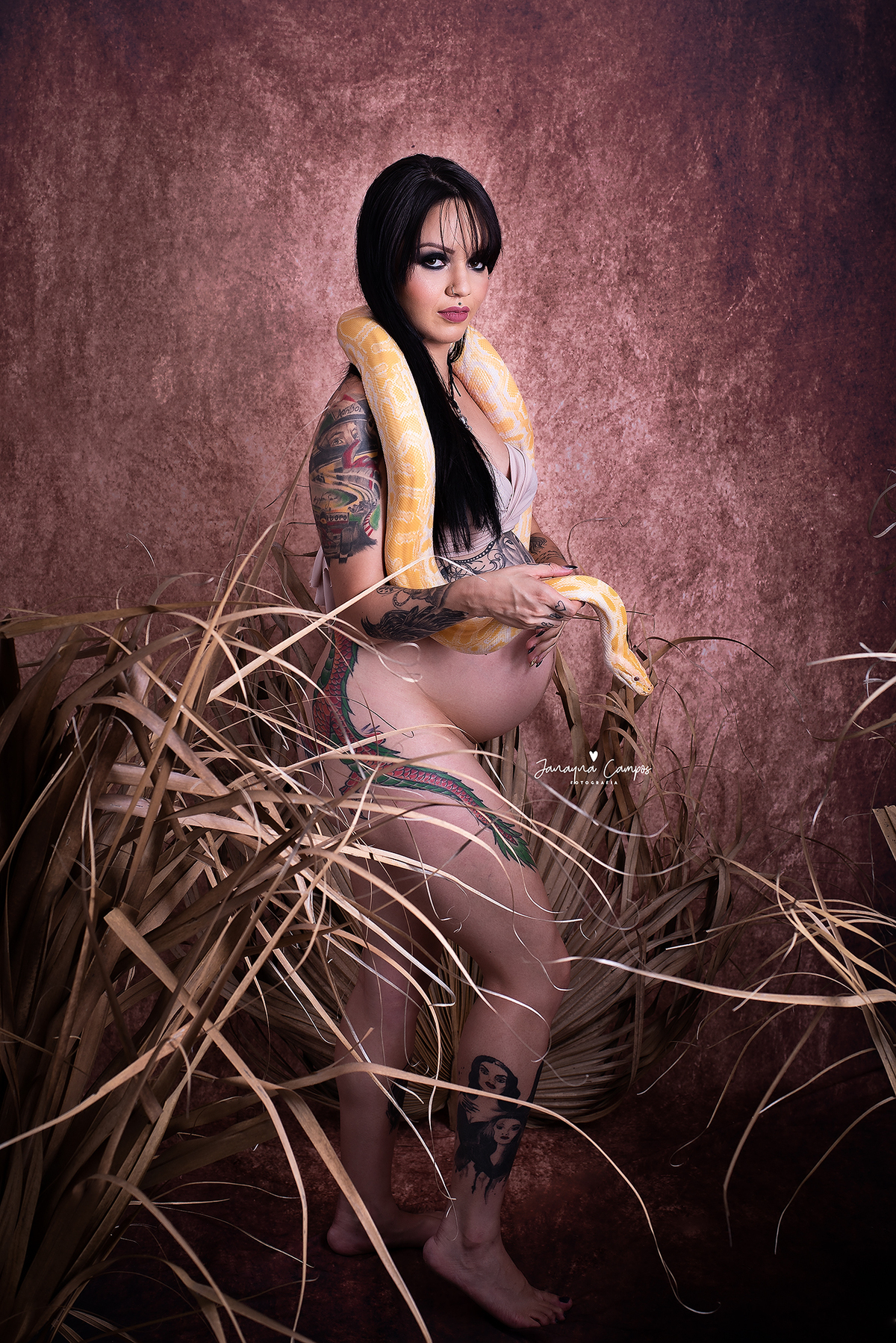 Ensaio gestante com cobra