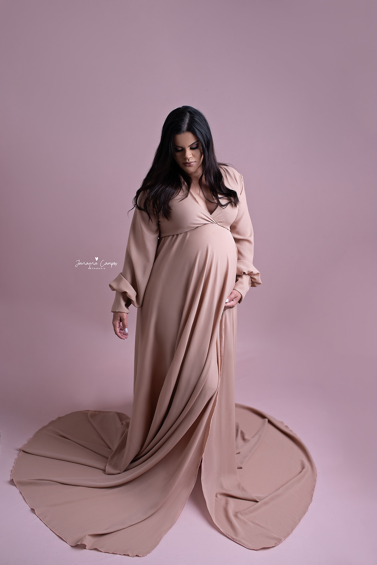 Ensaio Gestante fundo rosa