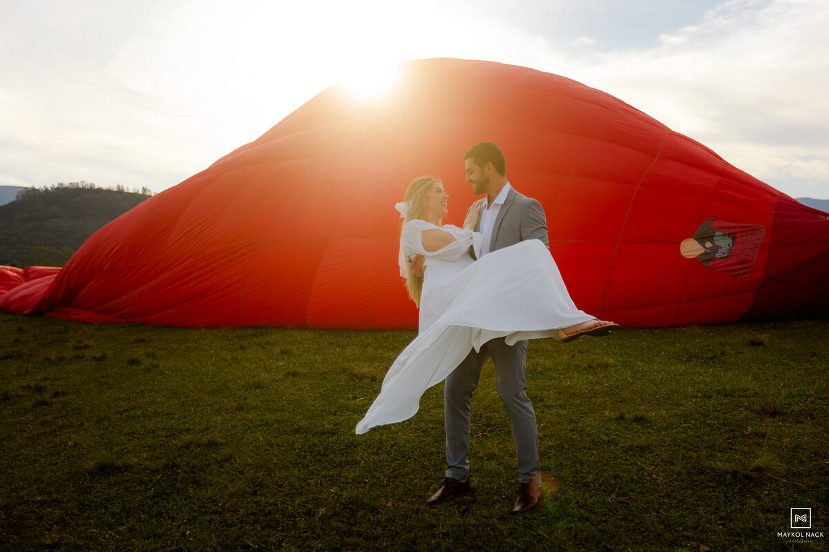 pré-casamento voo balão de coração