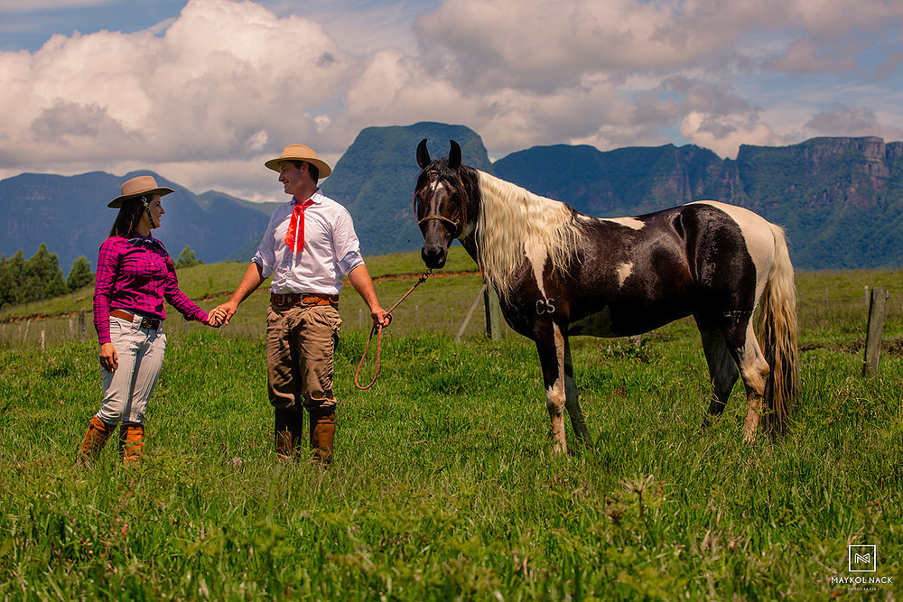 ensaio com cavalos e noivos