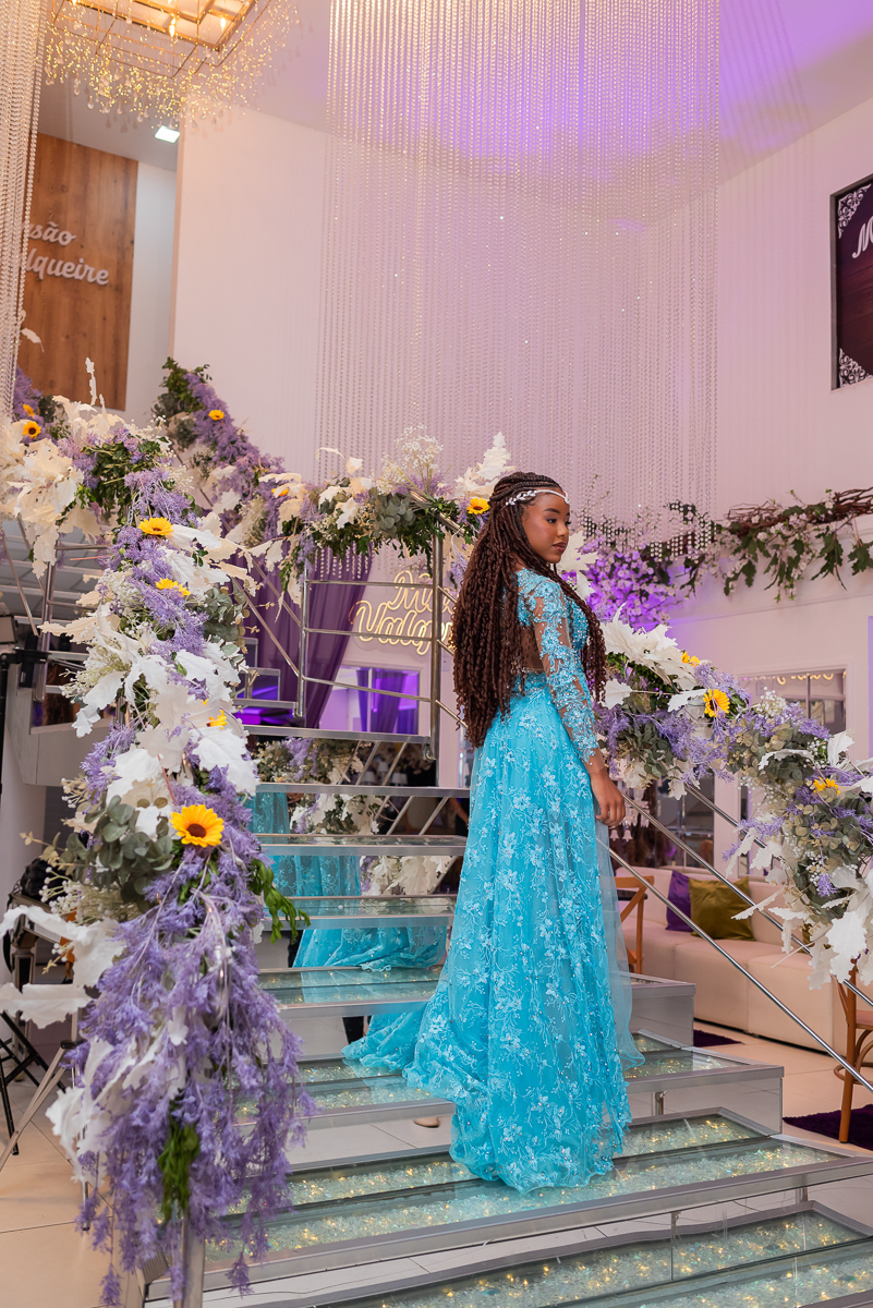 Vestido azul para debutante 