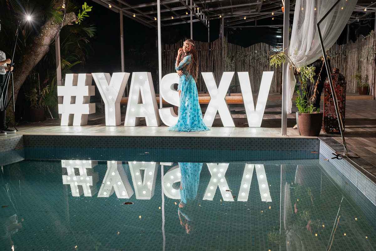 Vestido azul de 15 anos 