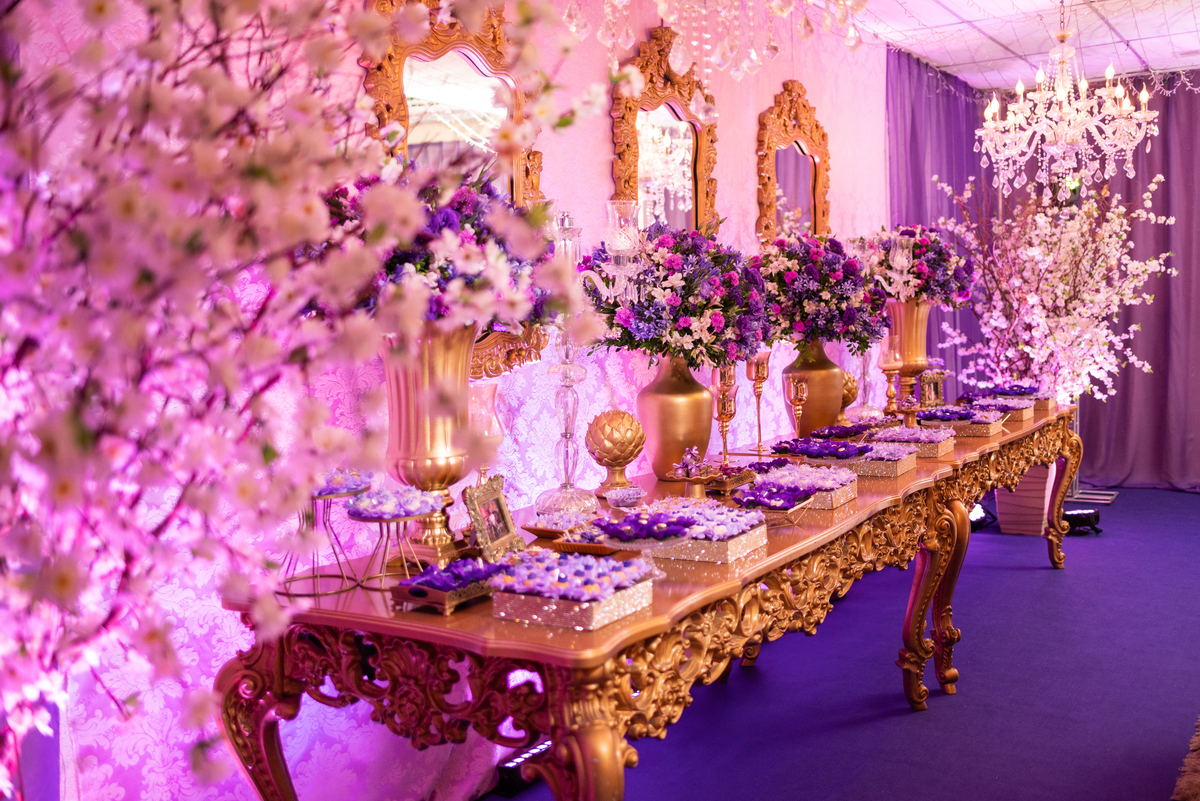 Decoração roxo para festa de 15 anos 