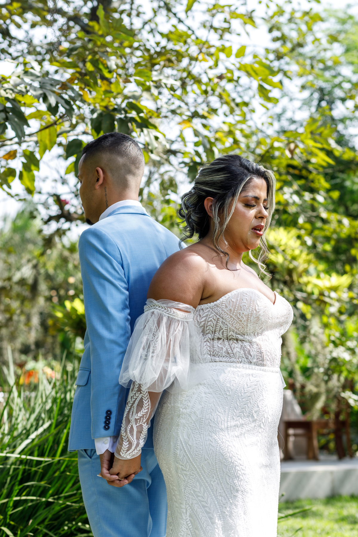 First look  dos noivos no sítio