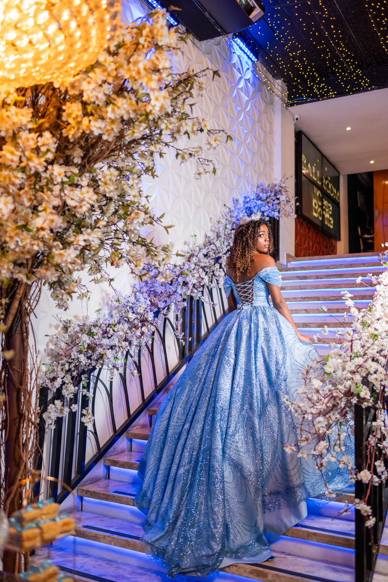 Ideias de fotos debutante escada