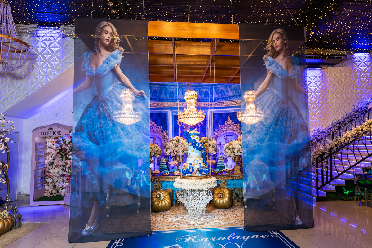 Decoração da Cinderela em tons azul