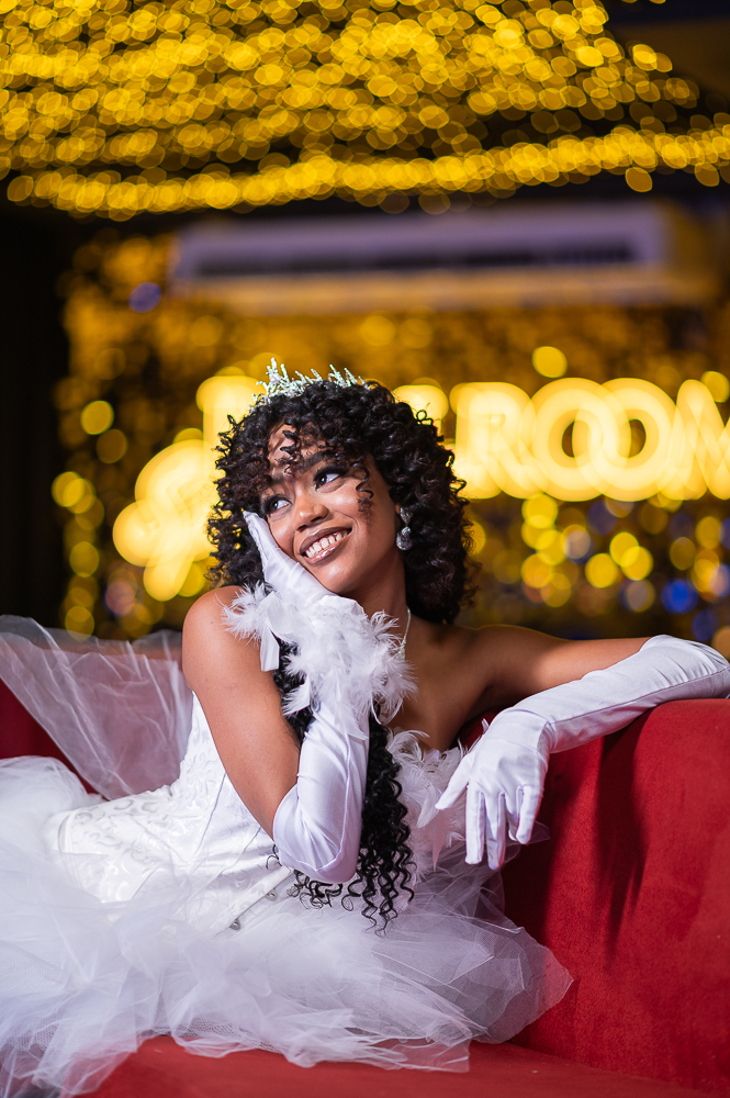 A princesa brilhou intensamente em sua noite mágica