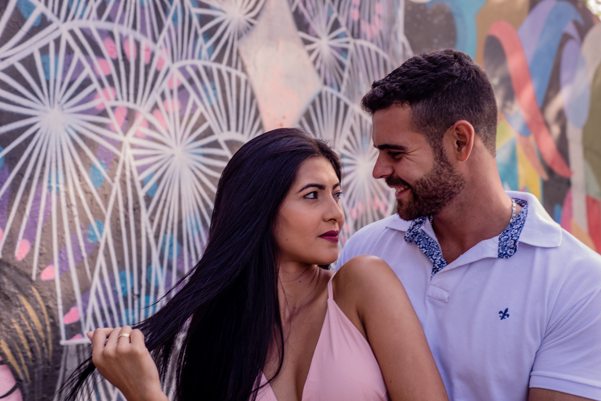 Parede desenhada para ensaio de casamento