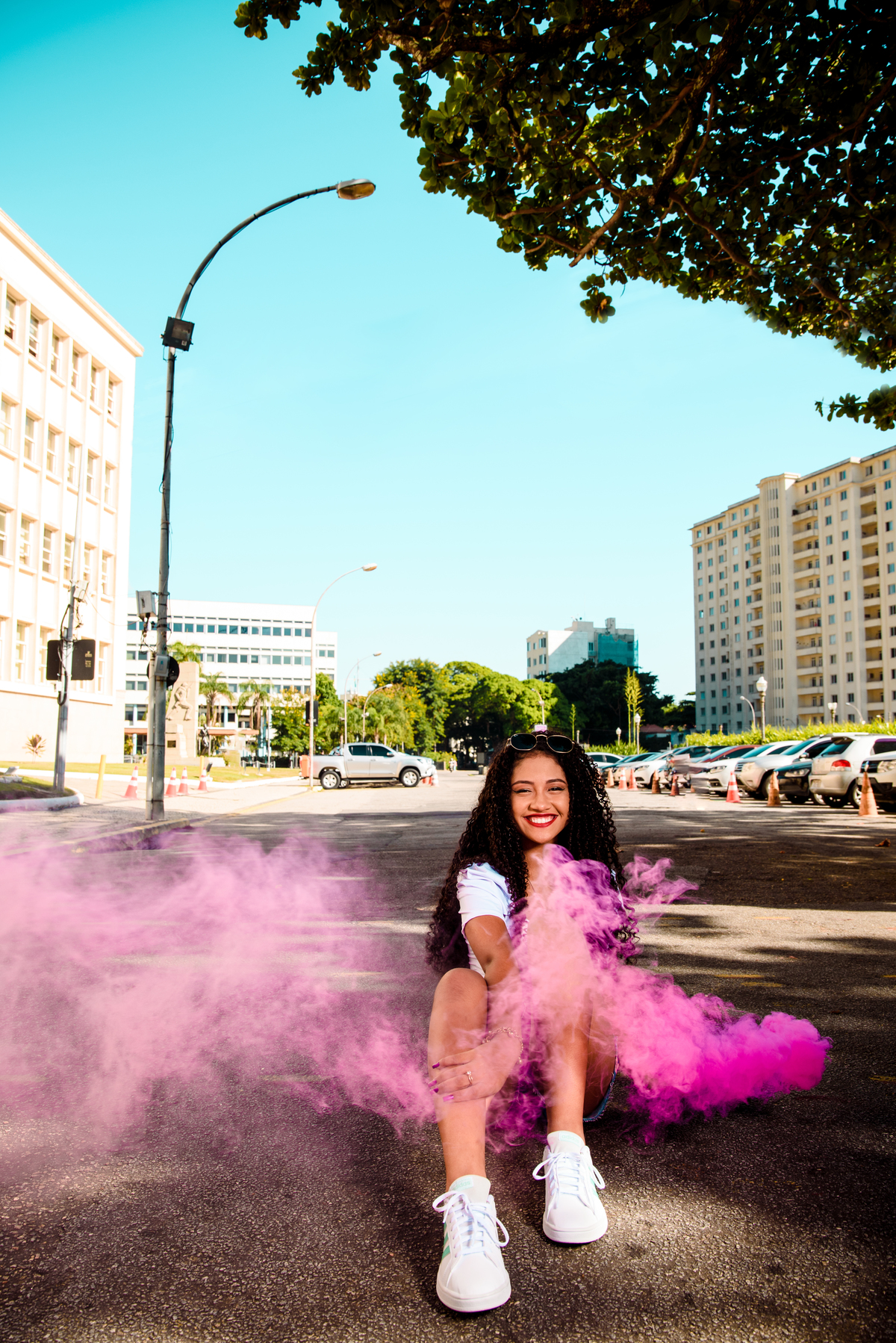 ensaio de 15 anos com fumaça colorida