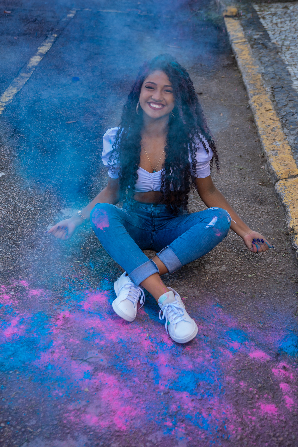 ensaio com pó colorido