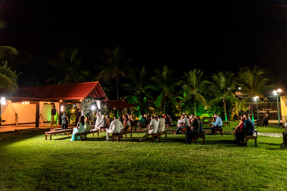 casamento no sítio de noite