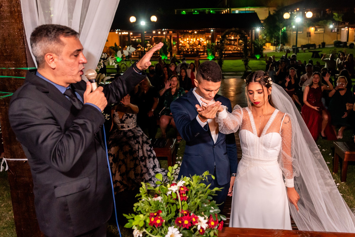 casamento no sítio de noite