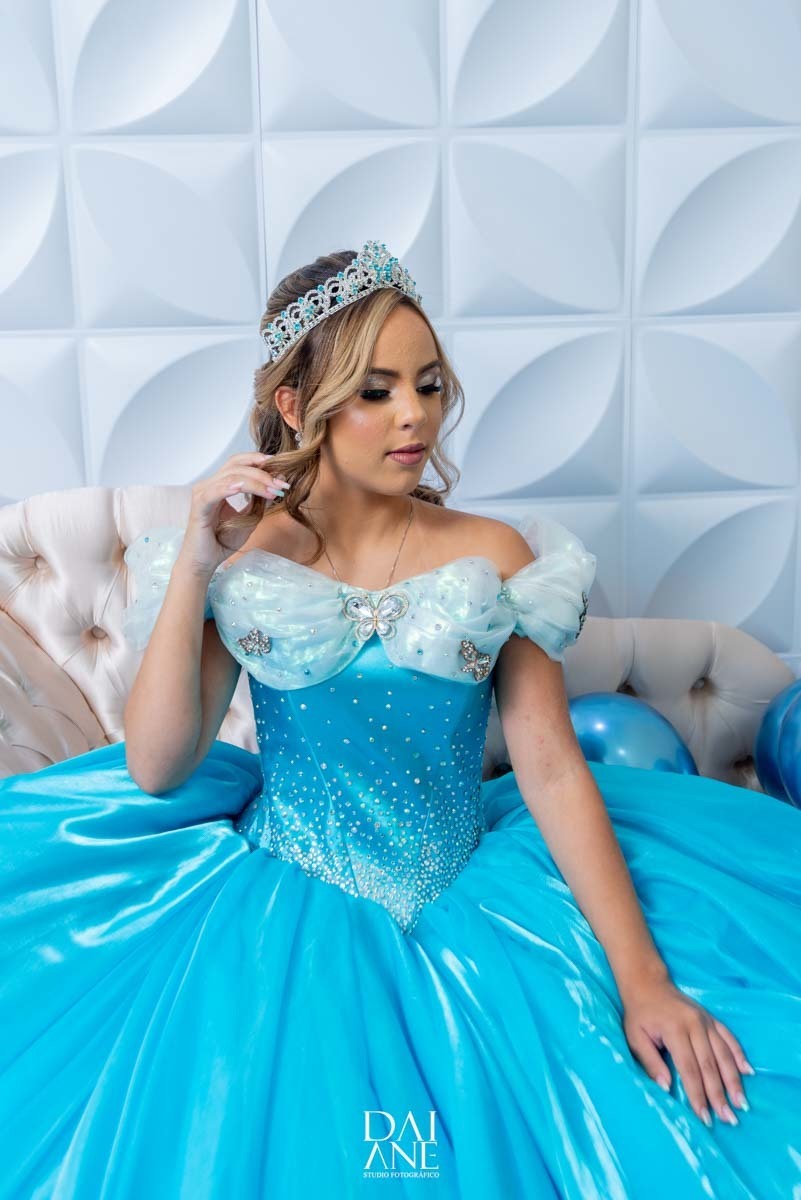 vestido azul para debutante