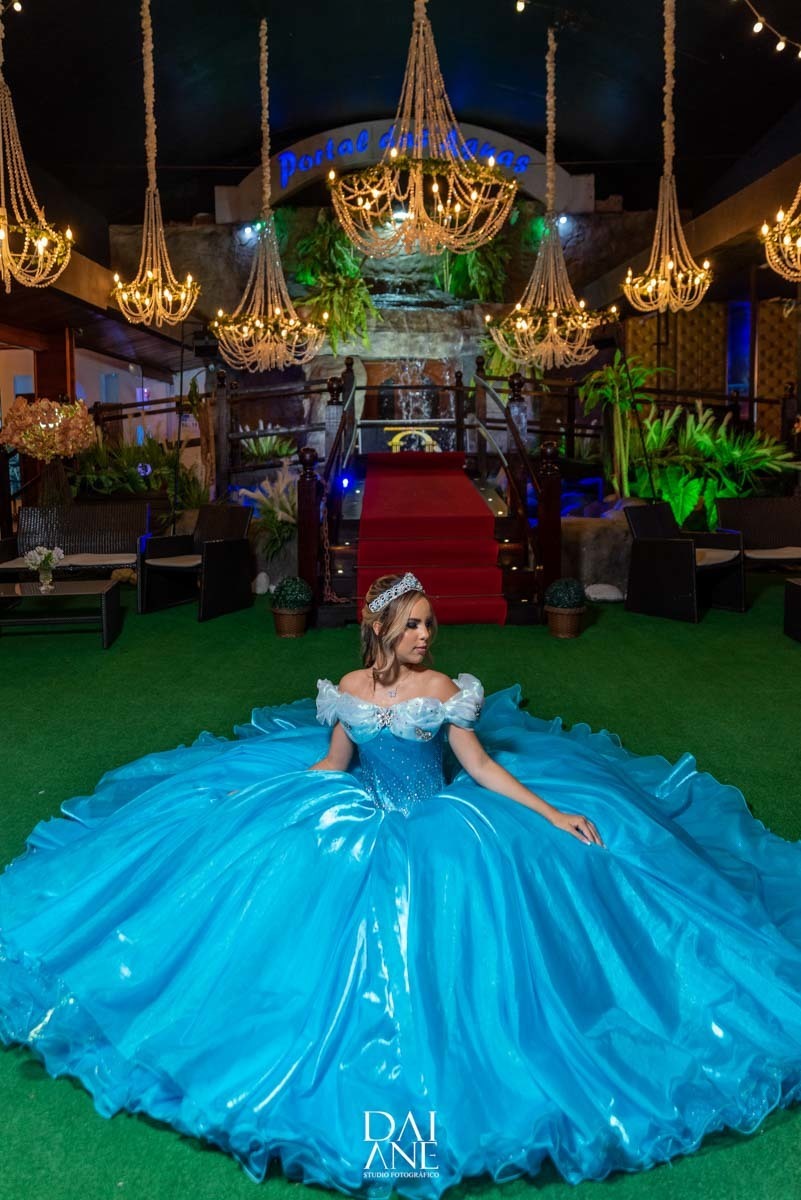 vestido azul de 15 anos