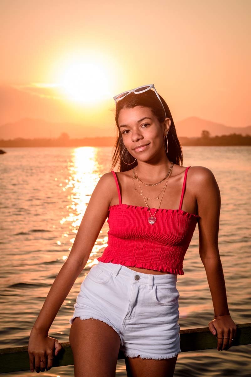 ensaio de 15 ano no pôr do sol