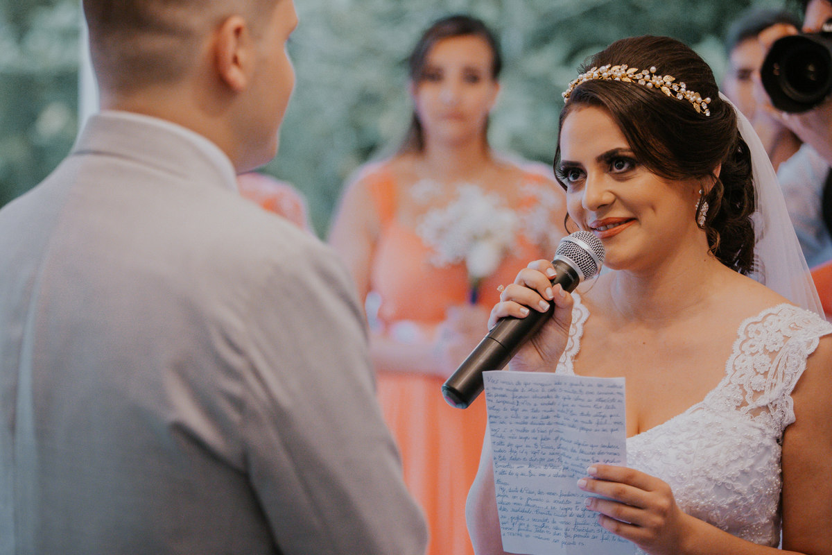 casamento paula e arthur votos noiva Chácara Flores Eventos - Ribeirão Pires