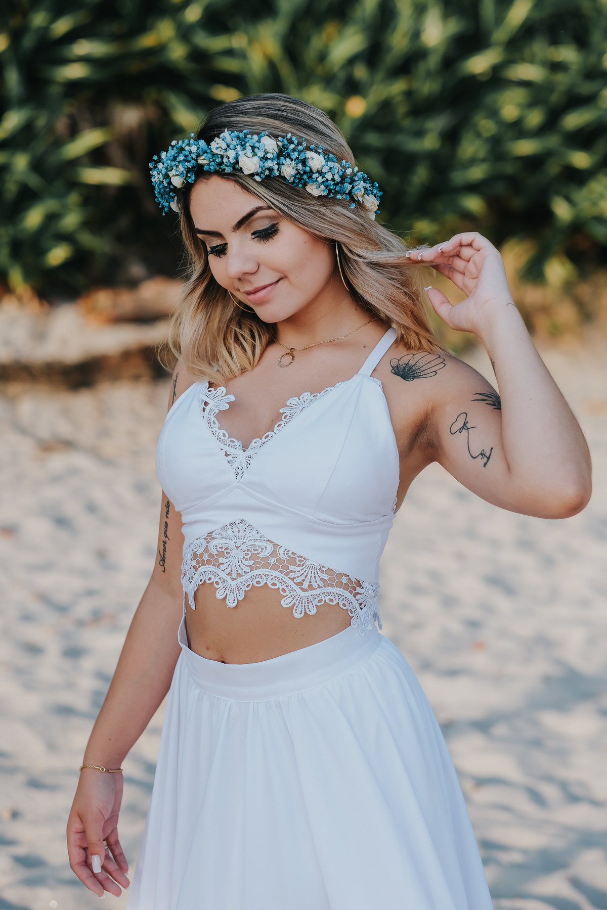 Ensaio pre-wedding Praia de São Pedro - Millena e Esthevan noiva