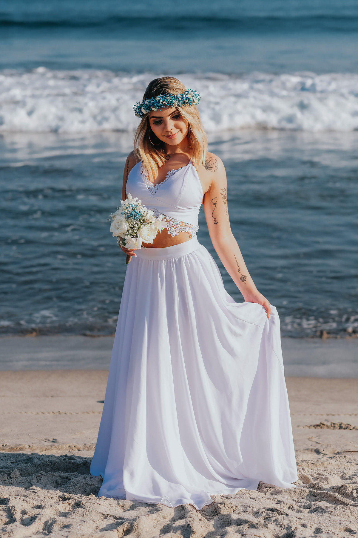 Ensaio pre-wedding Praia de São Pedro - Millena e Esthevan noiva