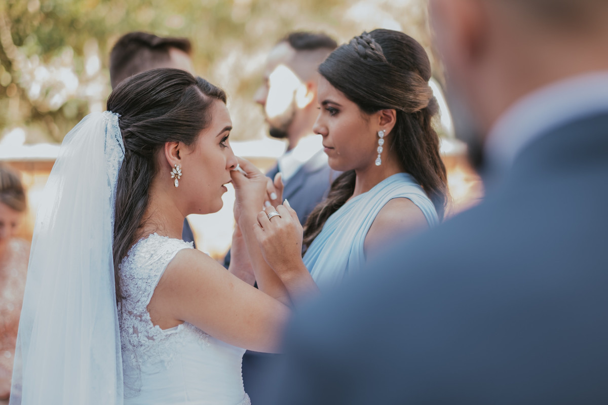 noiva irmã emocionadas  casamento Espaço Vista Verde Ribeirão