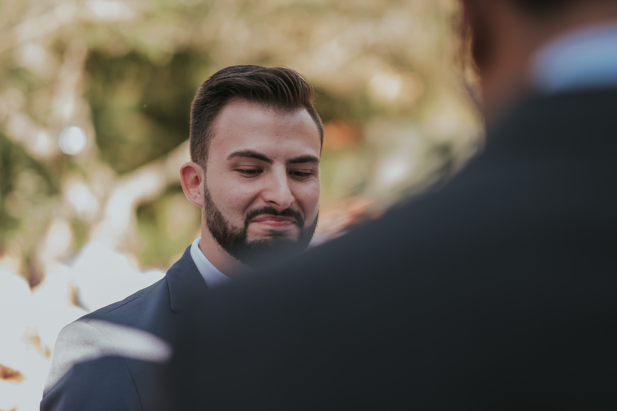 noivo emocionado casamento Espaço Vista Verde Ribeirão