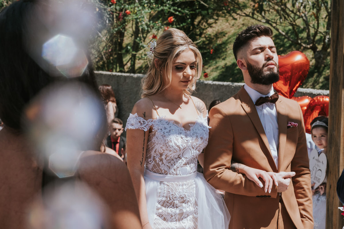 oração com os noivos  Espaço Verde casamento Millena e Esthevan