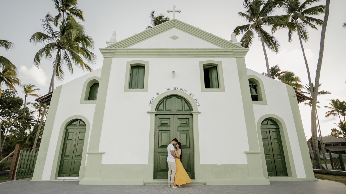 Praia de Carneiros Bora Bora Porto de Galinhas Pernambuco Ensaio Casal Capela de São Benedito Igrejinha dos Carneiros
