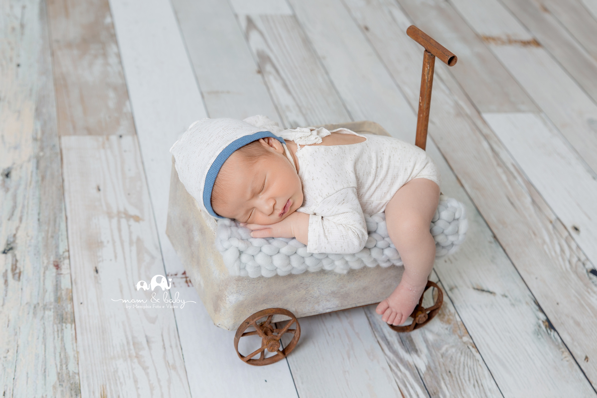 ensaio Newborn em santos,fotografas de santos,bebes de santos,estudio fotografico em santos,segurança,especialistas em newborn em santos,melhores fotografas de newborn em santos,jo farah leticia farah,carrinho vintage,piso de madeira claro, bebe de bruco