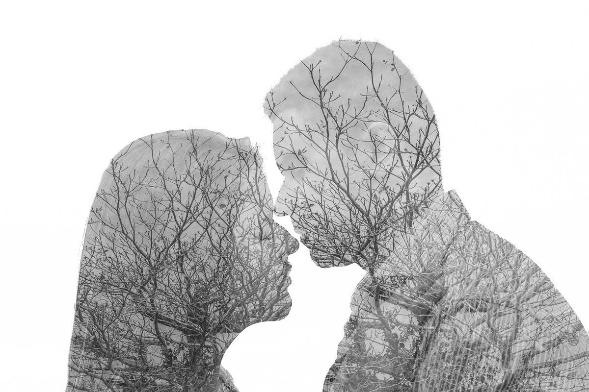 Foto de Dupla exposição dos noivos no ensaio pré wedding - Itanhaém - SP - fotografia Cia P&B Produções