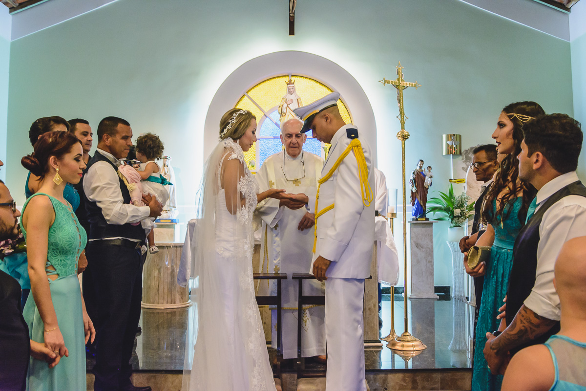 Foto da benção das alianças - Praia Grande - SP - Capela Santa Matilde