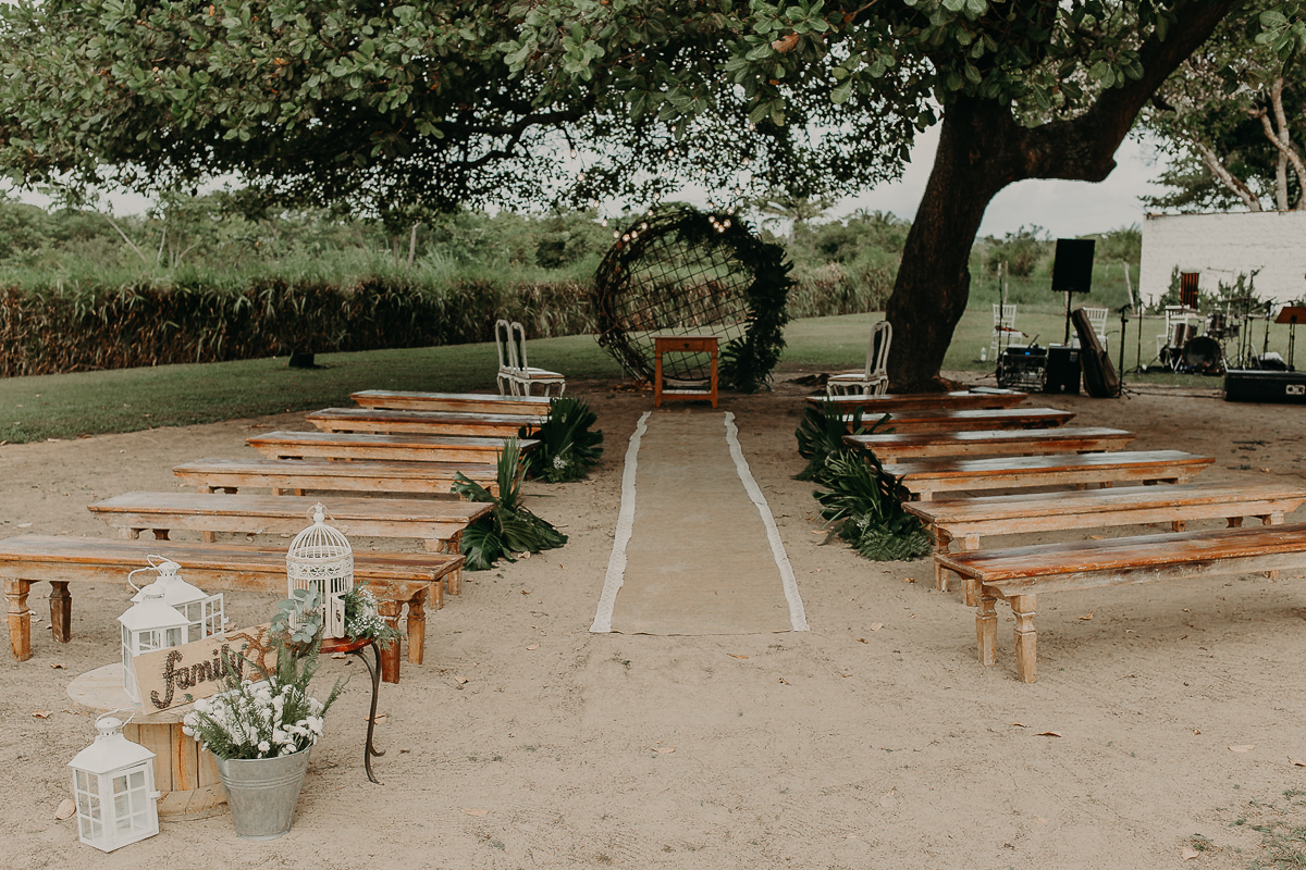Detalhes da decoração do casamento, estilo rustico, no sítio