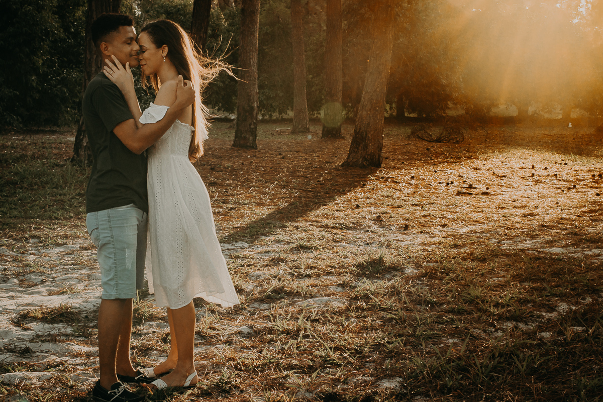 noiva beijando o noivo e ao fundo o por do sol