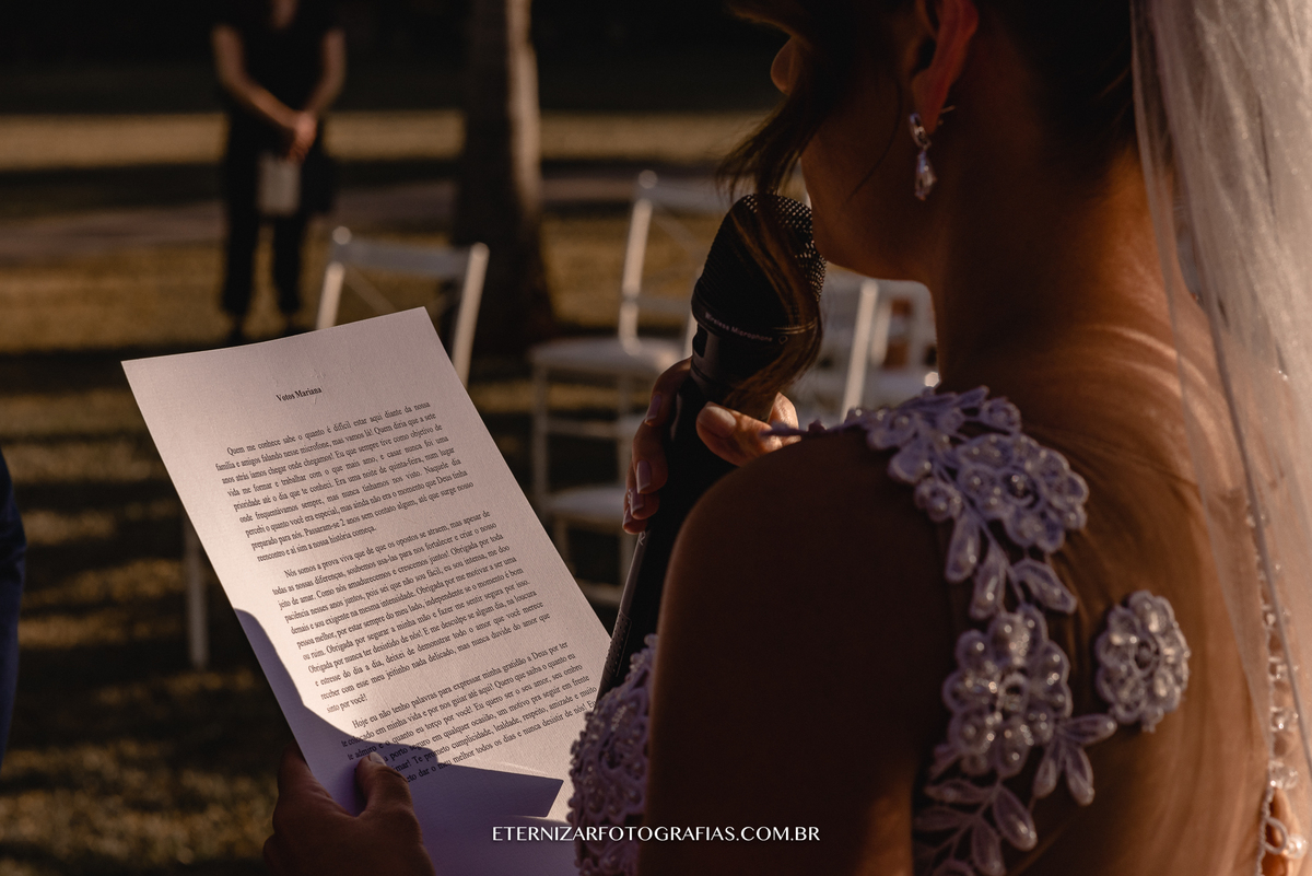 Casamento no Campo Chácara Veneza Por do Sol votos da noiva