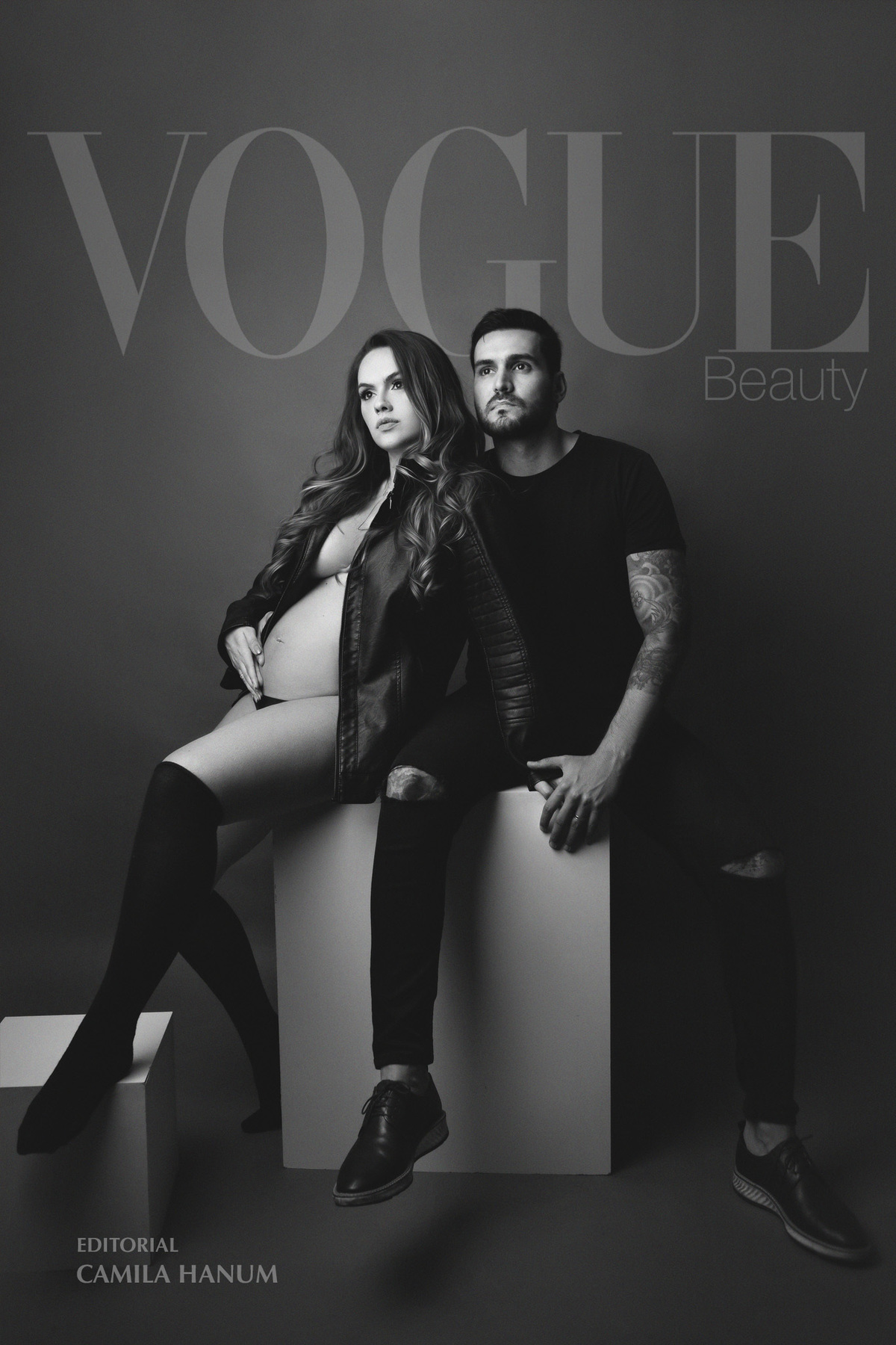 Ensaio Gestante preto e branco em estúdio em Belo Horizonte