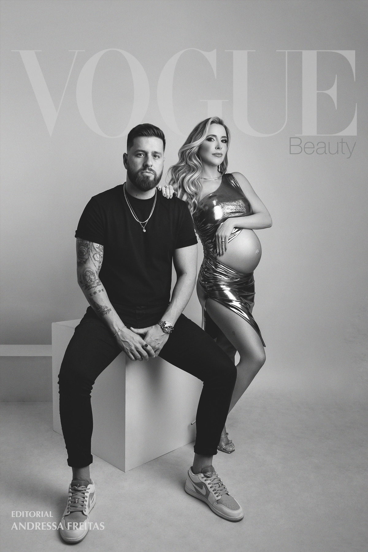 Ensaio gestante preto e branco em Estúdio em Belo Horizonte