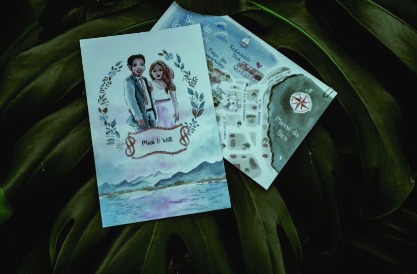 convite casamento desenho a mão