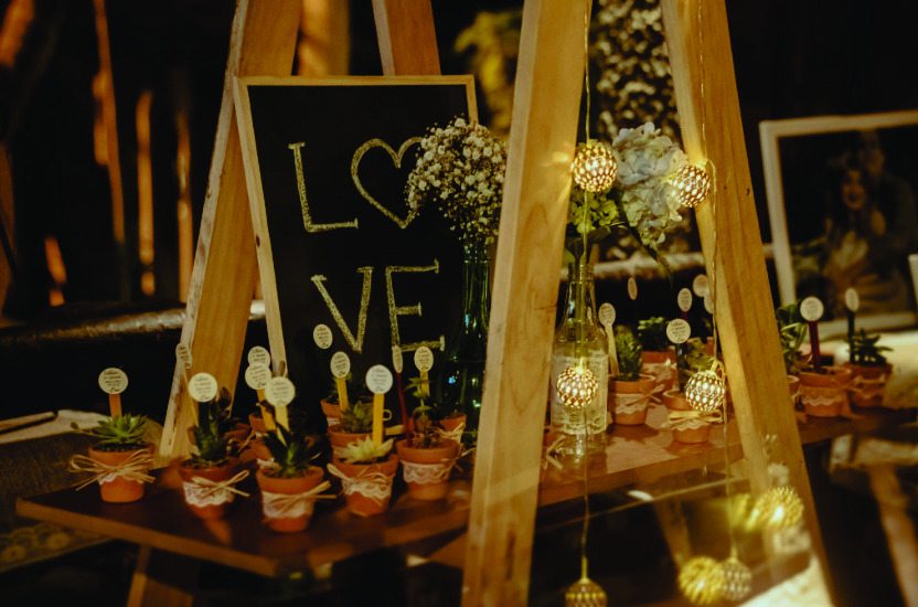 decoração casamento com escada para lembrancinhas