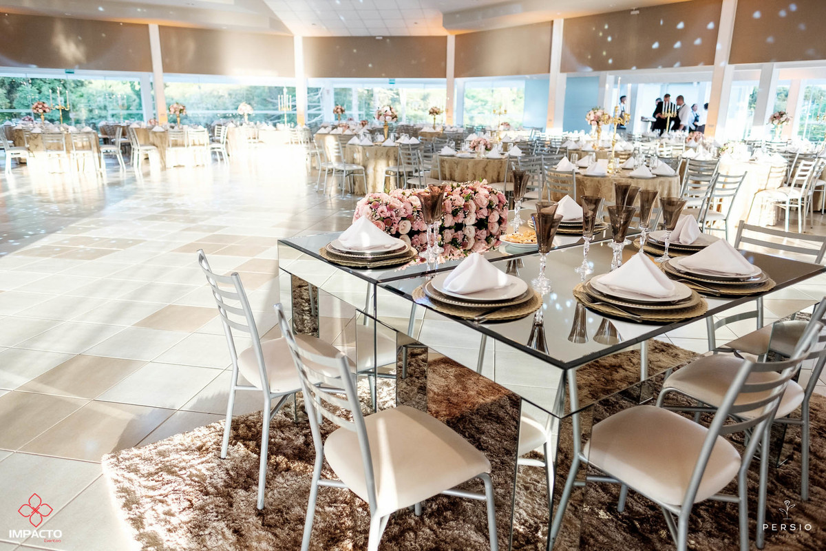 Mesa dos noivos quadrada de espelho