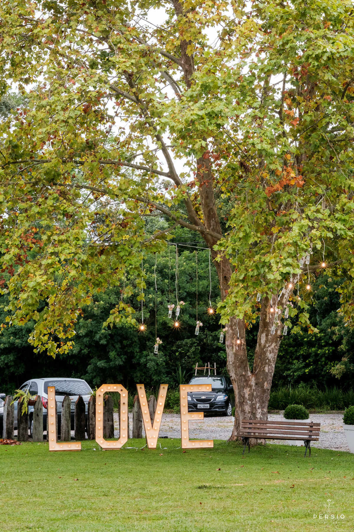 árvore iluminada casamento ao ar livre