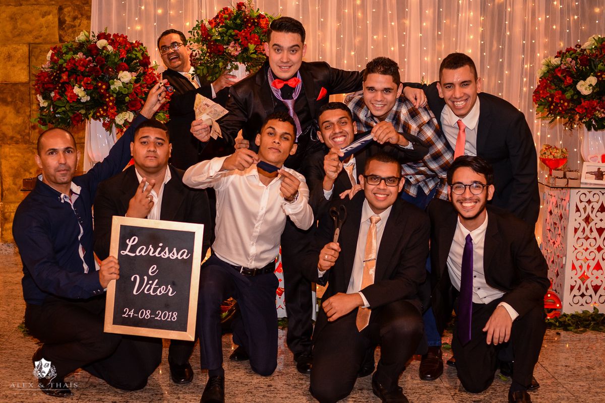 casamento Larissa e Vitor festa no salão Paraiso, Hora da Gravata