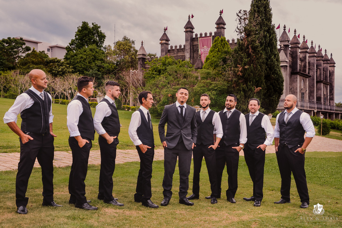 Traje padrinhos, Fotos padrinhos após cerimonia de casamento - Castelo dos Vinhais